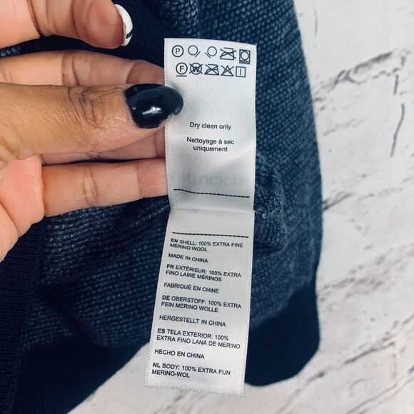 UNTUCKit Men’s XXL 100% Extrafine Merino Wool Quarter-Zip Sweater Navy Pullover - Picture 4 of 7